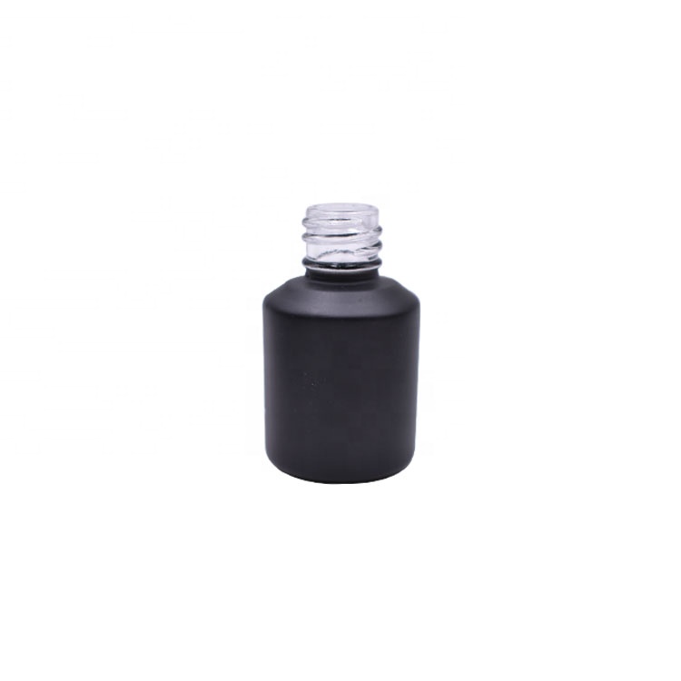 high end cosmetic frosted green amber black 0.5oz 15ml fancy essential oil glass bottle with black dropper cap