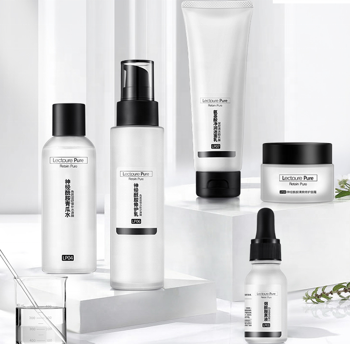 high-end cosmetic set packaging glass bottle for essence emulsion face cream 100ml 150ml 50ml with pump and spray plastic cap