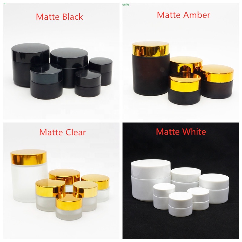 high end frosted matte amber cosmetic glass bottle and jar pump bottle for lotion serum cream full set GJ-04A