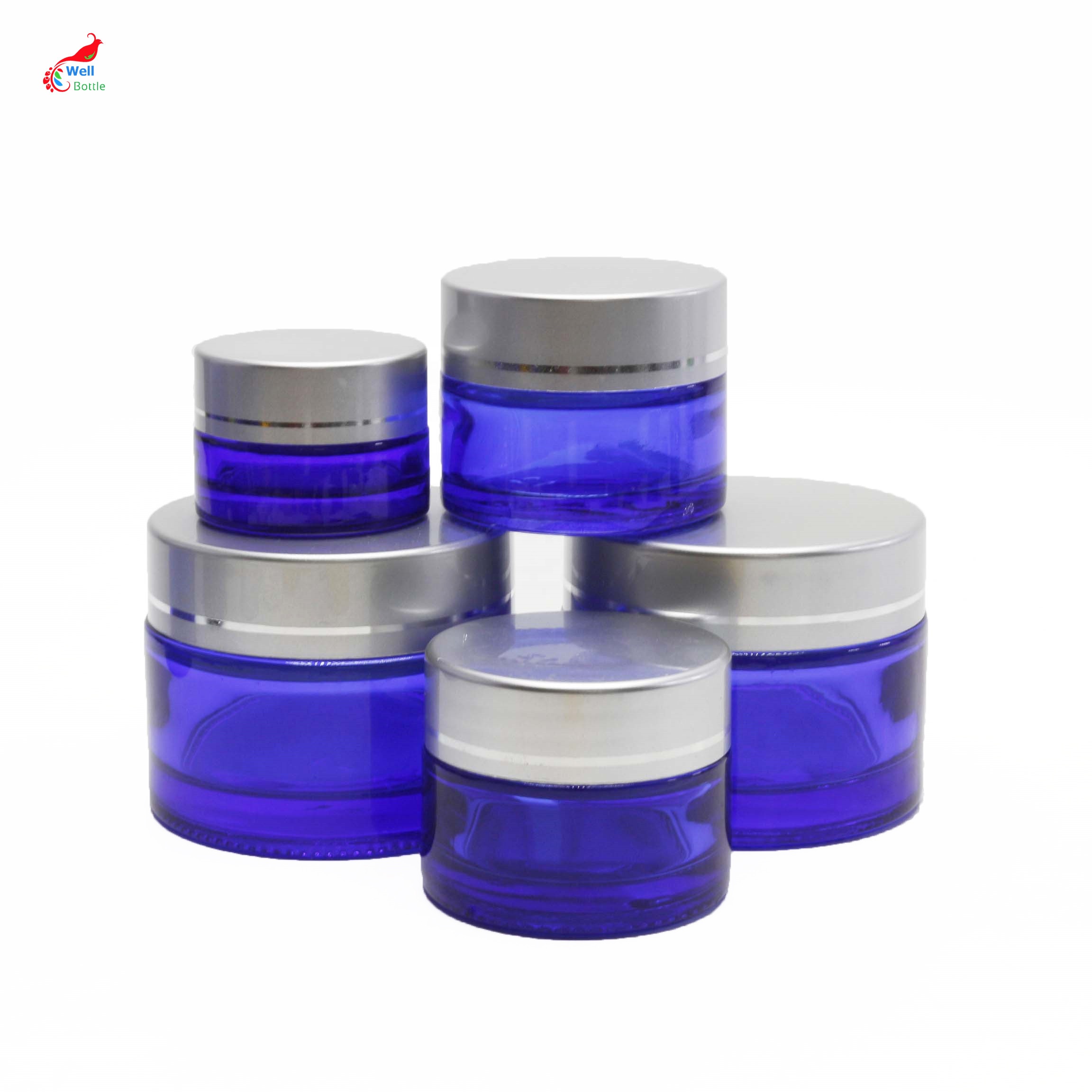 high end frosted matte amber cosmetic glass bottle and jar pump bottle for lotion serum cream full set GJ-04A