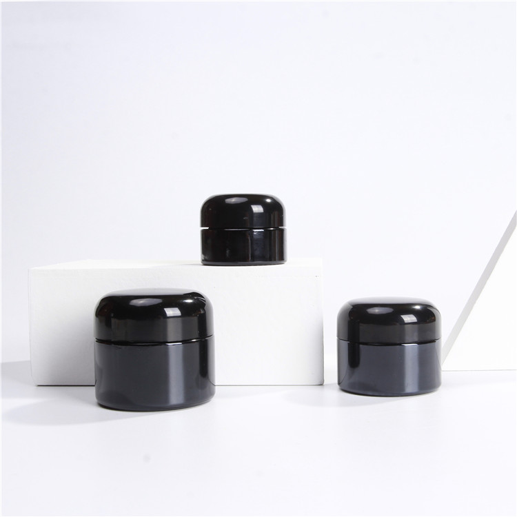 high end frosted matte black cosmetic glass bottle and jar pump bottle for lotion serum cream full set