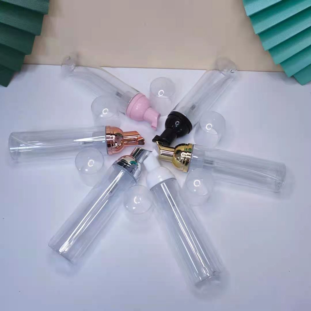 high end lower hand soap cleansing foam gold clear gold foam pump bottle