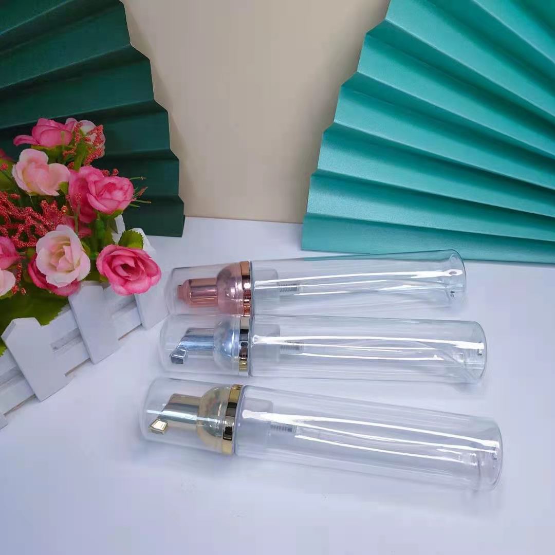 high end lower hand soap cleansing foam gold clear gold foam pump bottle