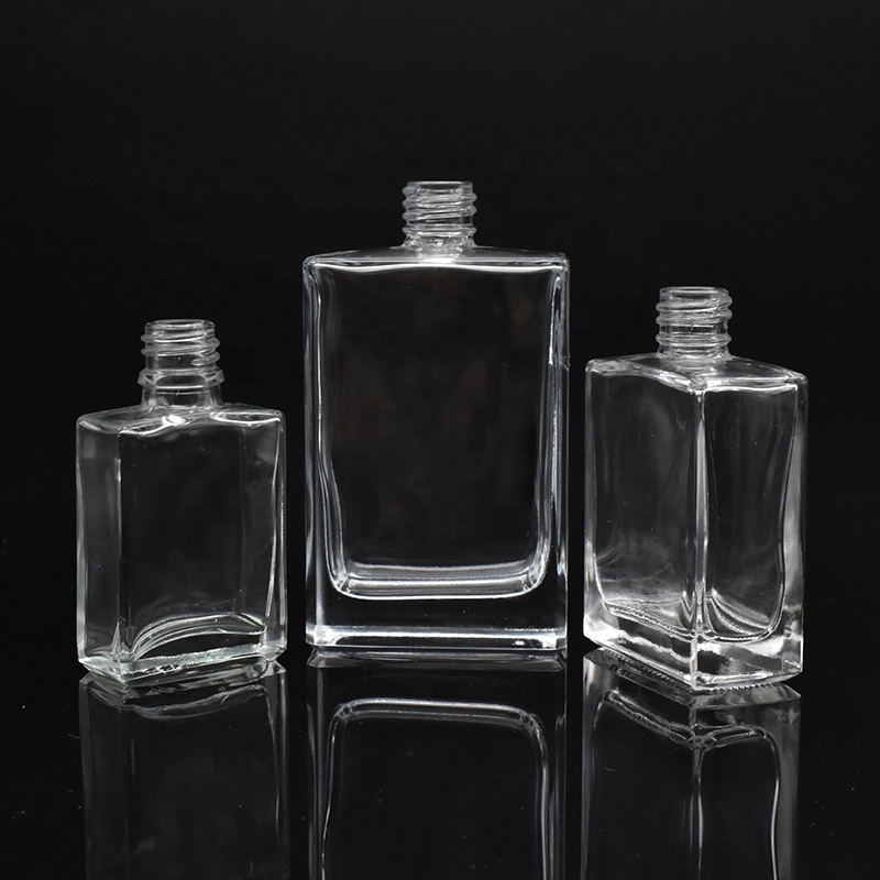 high-end square clear glass dropper bottles 30ml 50ml 100ml rectangle glass dropper bottles with gold cap for essential oil