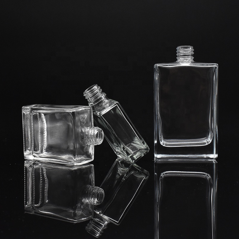 high-end square clear glass dropper bottles 30ml 50ml 100ml rectangle glass dropper bottles with gold cap for essential oil