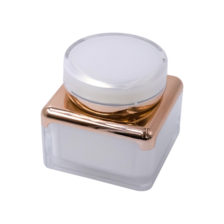 high end square white double wall 30g 50g acrylic cream jar for skin care container