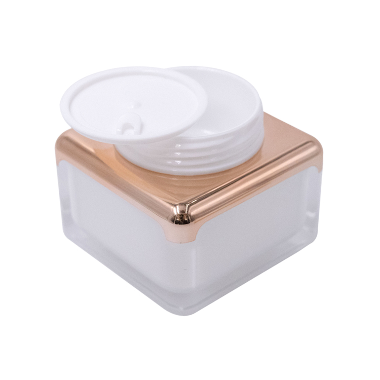 high end square white double wall 30g 50g acrylic cream jar for skin care container