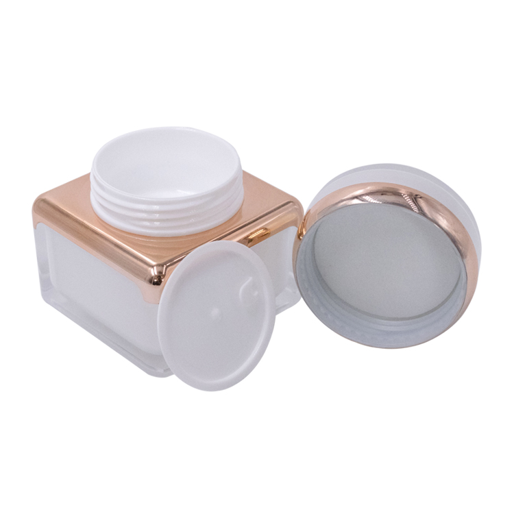 high end square white double wall 30g 50g acrylic cream jar for skin care container