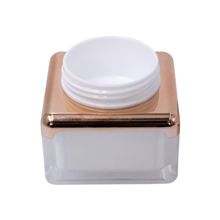 high end square white double wall 30g 50g acrylic cream jar for skin care container
