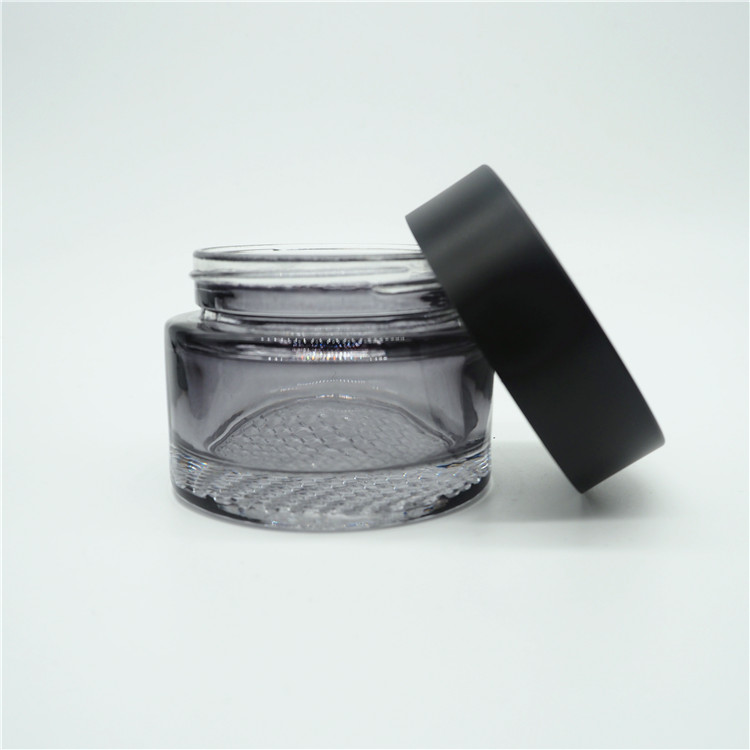 high grade empty 50ml round black cosmetic glass cream skin care packaging container jar