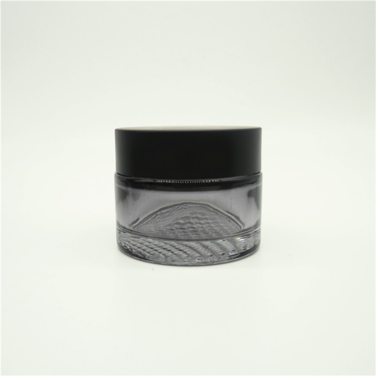high grade empty 50ml round black cosmetic glass cream skin care packaging container jar