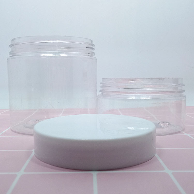 high quality 100g 150g 200g 250g clear PET plastic cosmetic container cream jar with white plastic jar