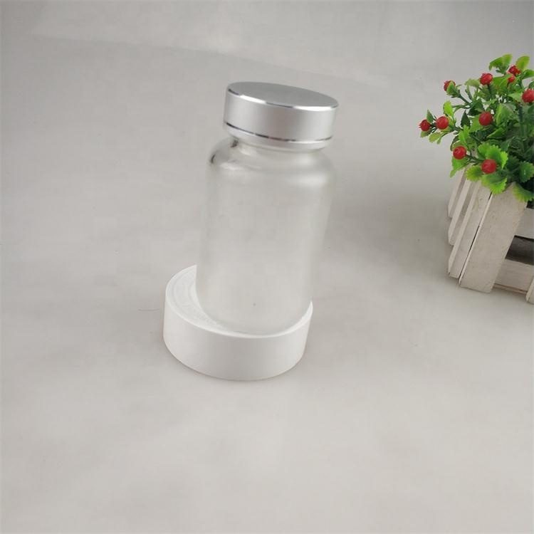 high quality 100ml frosted pharmaceutical glass bottles empty capsule bottle pills bottle with colorful cap