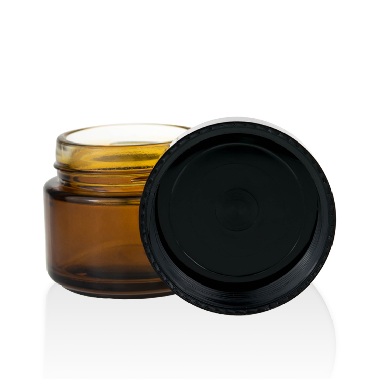 high quality 100ml wide mouth amber glass cream jar 100ml 5g 10g 20g 30g 50g 100g 200g hair wax amber glass jar black lid