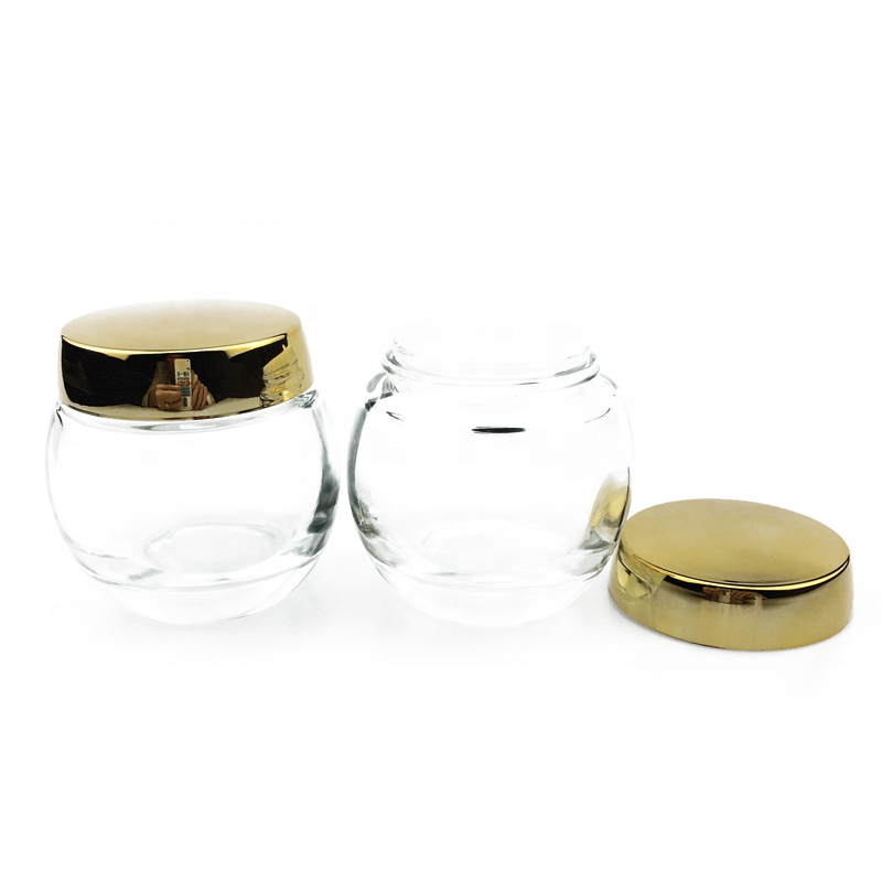 high quality 120g clear glass cosmetic jars with golden lid for cream personal care