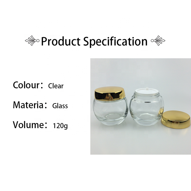 high quality 120g clear glass cosmetic jars with golden lid for cream personal care