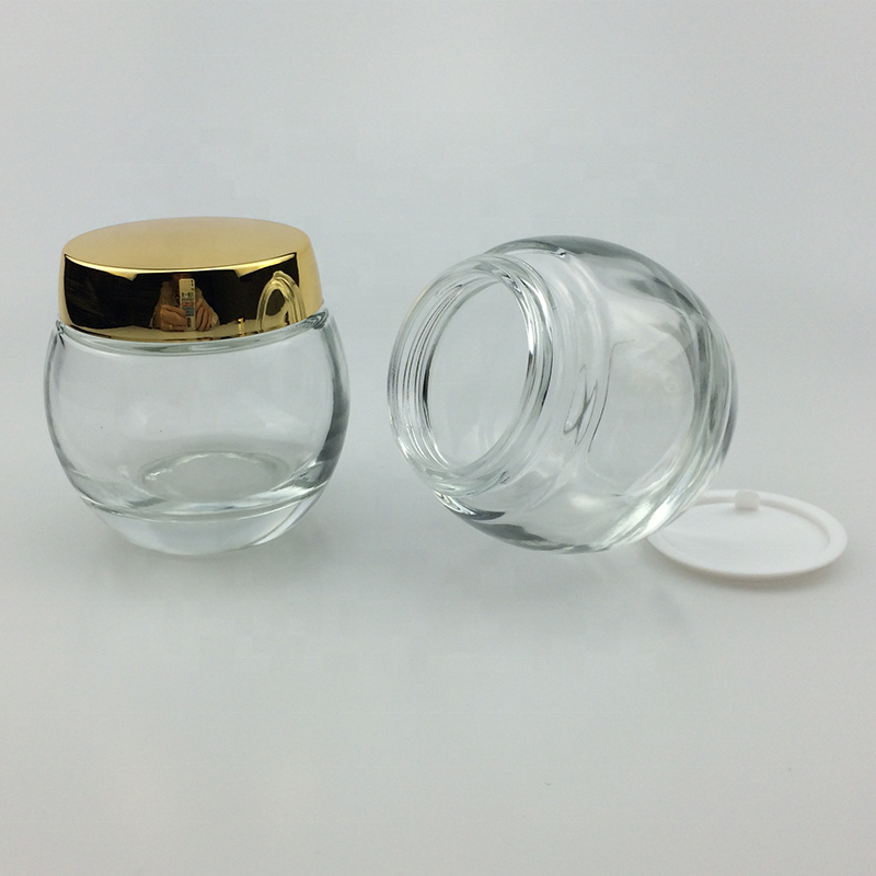 high quality 120g clear glass cosmetic jars with golden lid for cream personal care