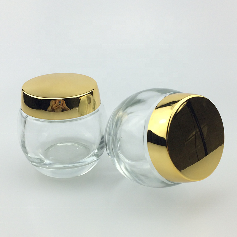 high quality 120g clear glass cosmetic jars with golden lid for cream personal care