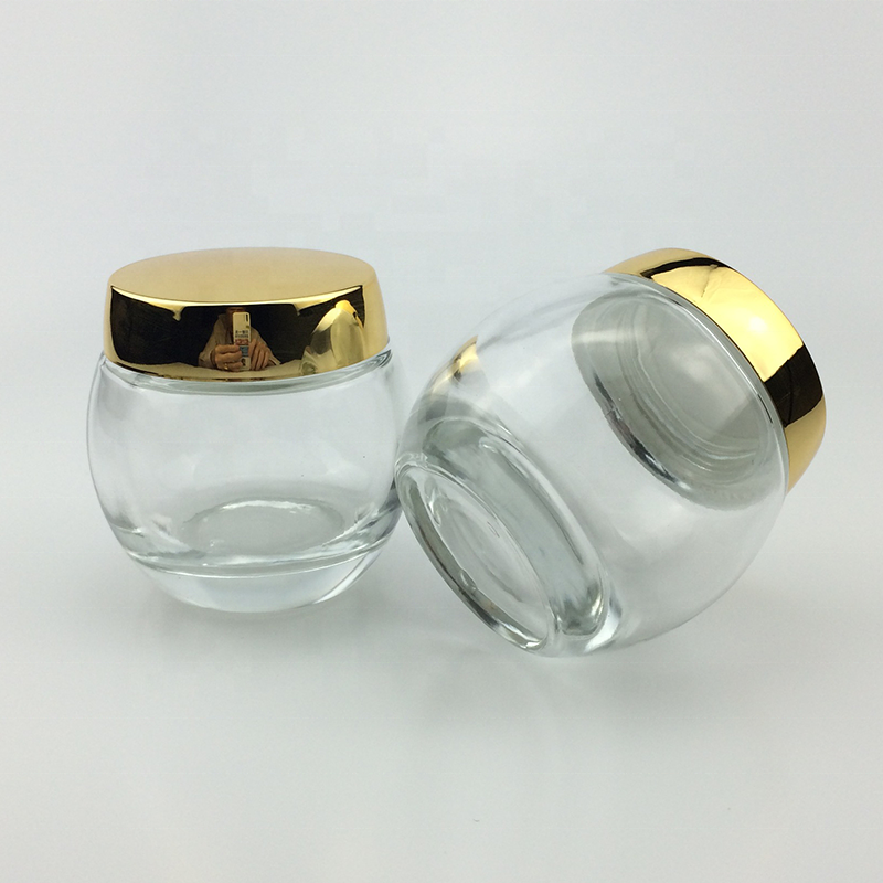 high quality 120g clear glass cosmetic jars with golden lid for cream personal care