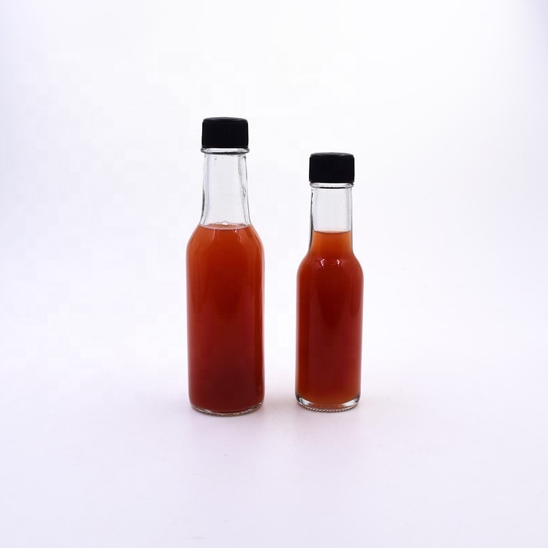 high quality 150ml clear round empty ketchup bottle tomato sauce glass bottles for kitchen BBQ with plastic sealed twist off cap