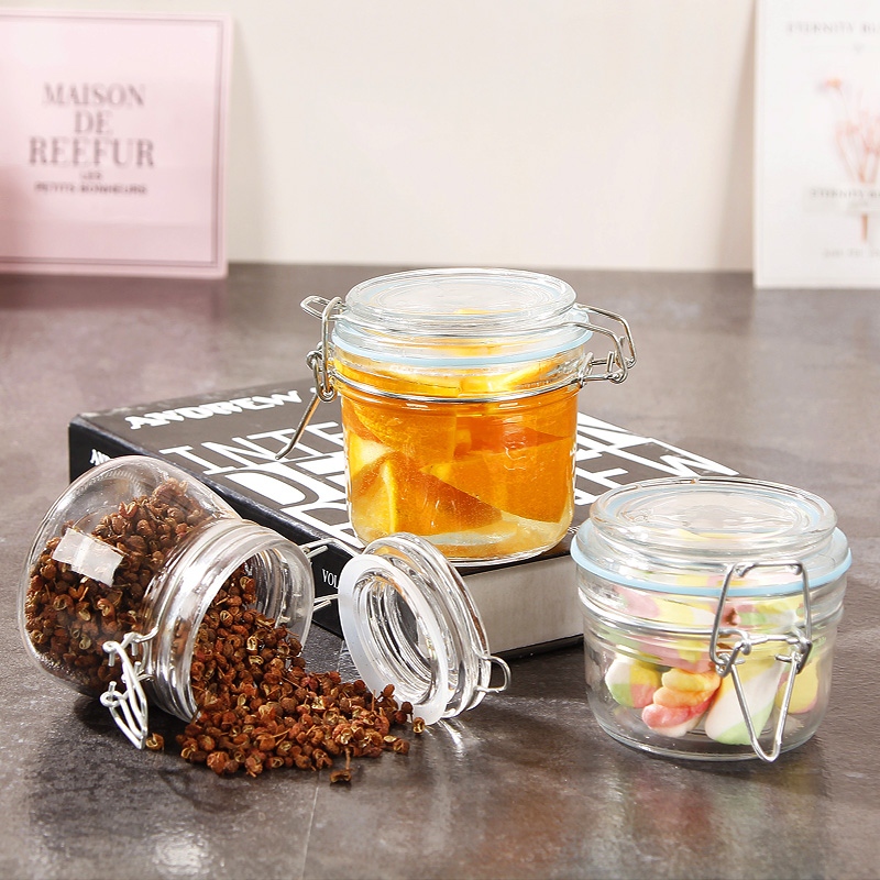high quality 150ml pineapple pearl glass coconut jam jar with stainless steel clamp lid