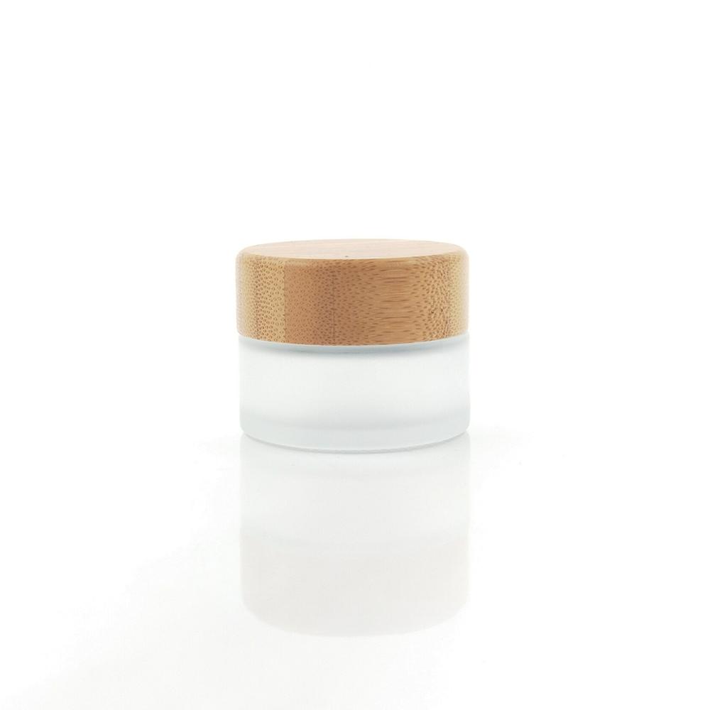 high quality 15g 15ml cosmetics packaging bamboo glass jar with bamboo lid