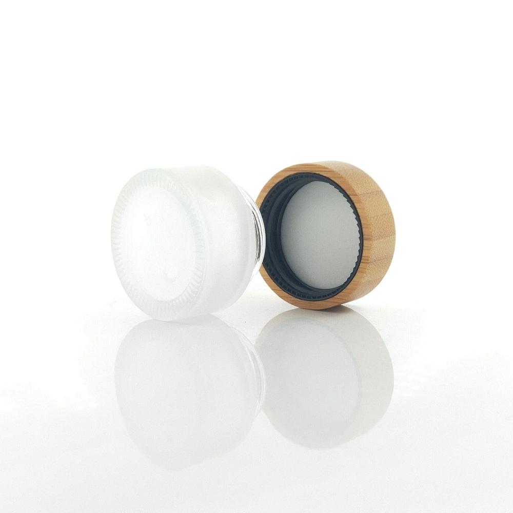 high quality 15g 15ml cosmetics packaging bamboo glass jar with bamboo lid