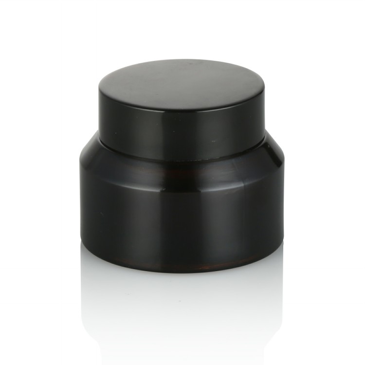 high quality 15g 30g 50g dark amber color storage cosmetic face eye glass jar with black plastic screw lid