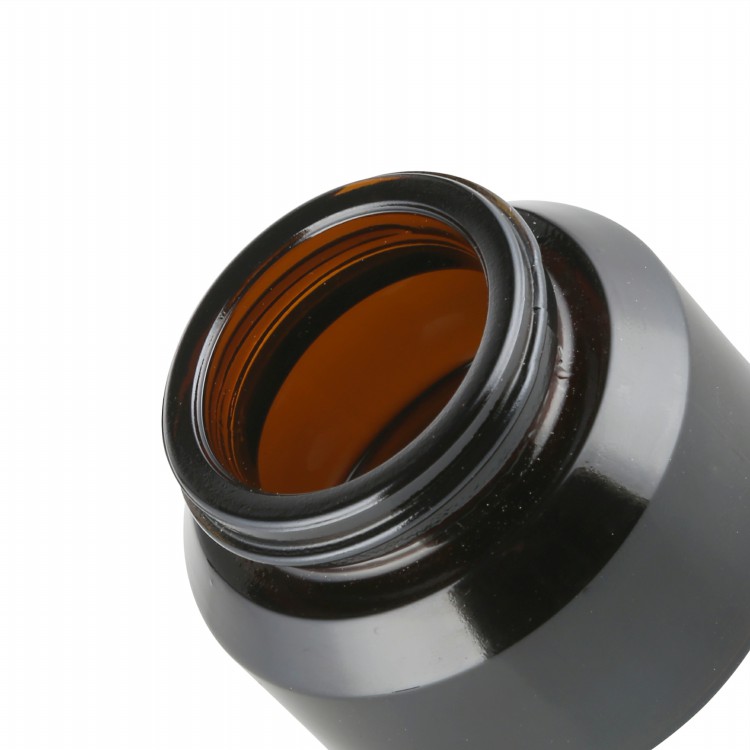high quality 15g 30g 50g dark amber color storage cosmetic face eye glass jar with black plastic screw lid
