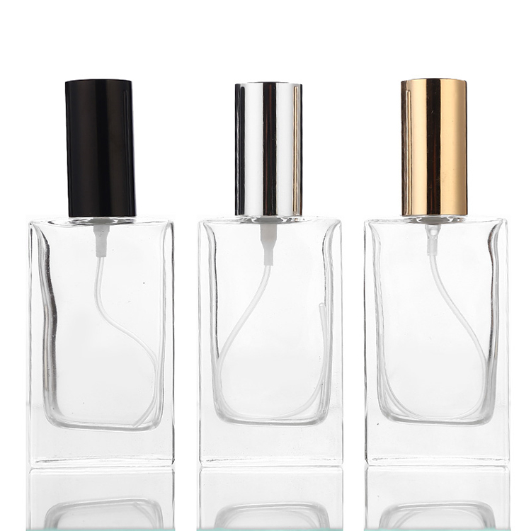 high quality 15ml 30ml 50ml 100ml Frosted clear rectangular perfume glass spray bottle