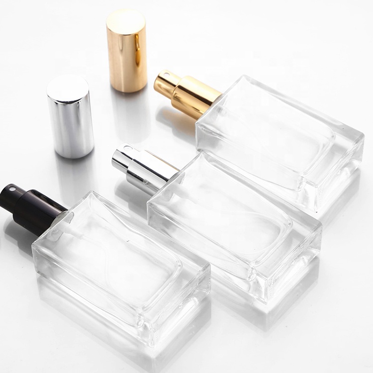 high quality 15ml 30ml 50ml 100ml Frosted clear rectangular perfume glass spray bottle