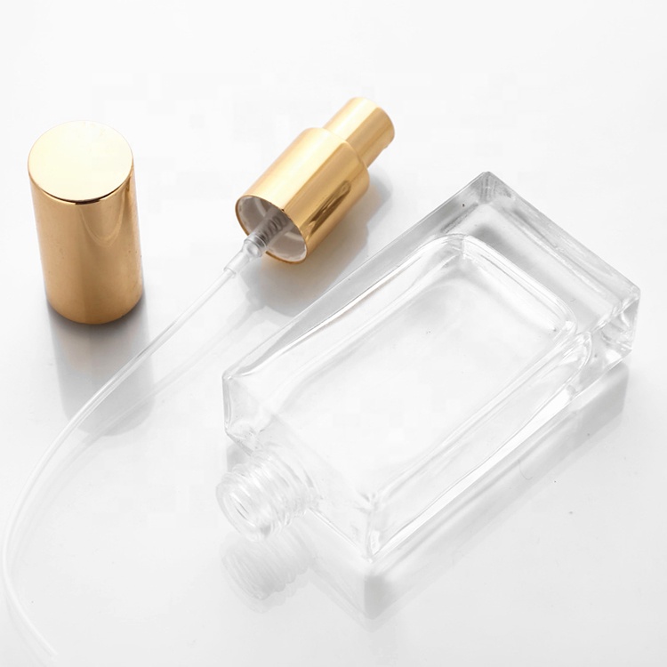 high quality 15ml 30ml 50ml 100ml Frosted clear rectangular perfume glass spray bottle