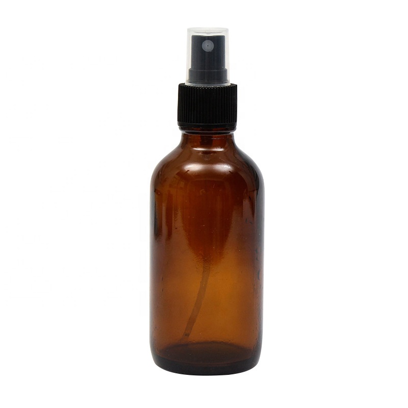 high quality 15ml 30ml 60ml 4oz 120ml 240ml 480ml brown blue boston round glass bottle with black plastic mist sprayer cap