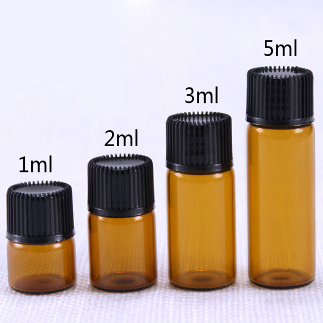 high quality 1ml 2ml 3ml 5ml small perfume glass sample bottle 1/4 dram 5/8 Dram 1 ml 2ml Amber Glass Vial