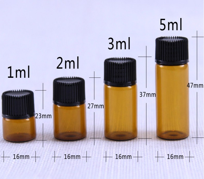 high quality 1ml 2ml 3ml 5ml small perfume glass sample bottle 1/4 dram 5/8 Dram 1 ml 2ml Amber Glass Vial