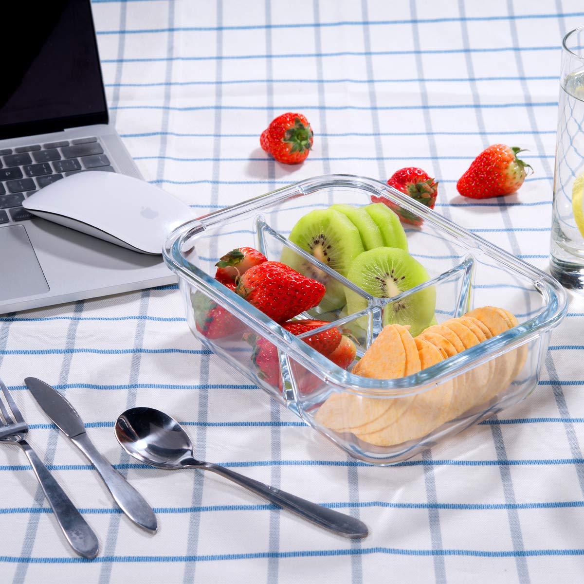 high quality 2 compartment heat-resistant glass food storage container with CE certificate