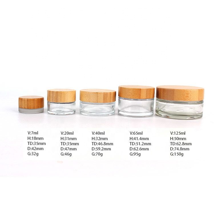 high quality 20g empty skincare use bamboo cap wood lid frosted glass cream jar