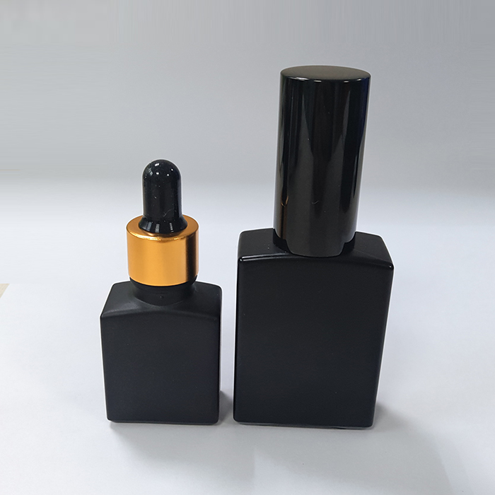 high quality 30 ml spray bottle frosted black 15ml 30ml glass bottle with pump atomizer for perfume