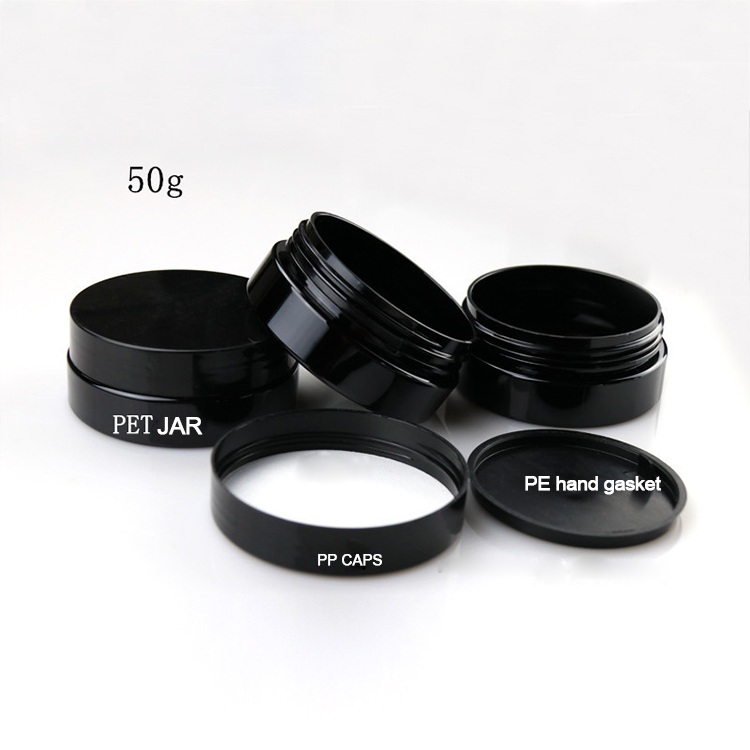 high quality 30g 50g 80g 100g 120g 150g 250g 8 oz 250ml 30ml 50ml 80ml 100ml empty pet black plastic jar for tooth powder