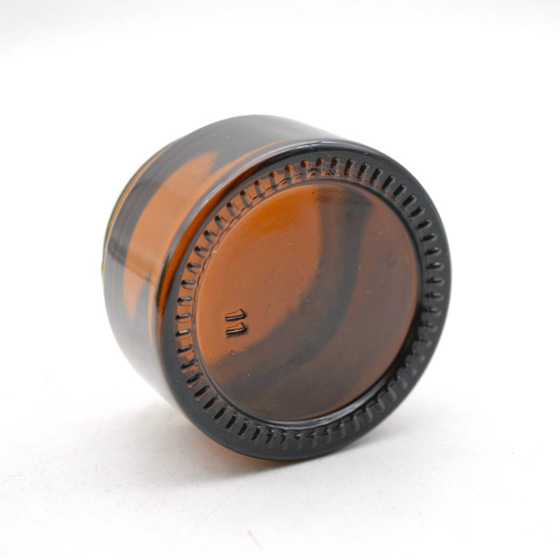 high quality 30ml amber Glass Cosmetic Jars with black Screw Cap