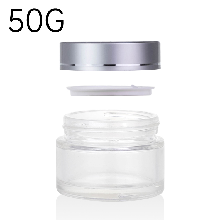 high quality 30ml glass balm jars 5g 10g 20g 30g 50g 100g 200g clear round glass cream jar with aluminum lids