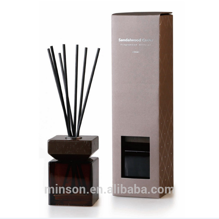 high quality 50ml 100ml 125ml 200ml wood cap reed diffuser set square glass perfume bottle