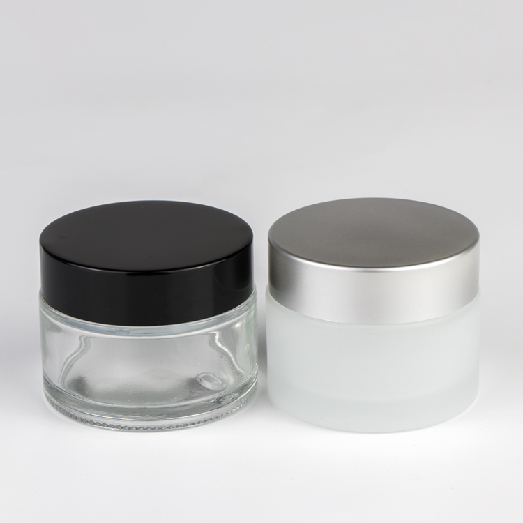 high quality 5g 10g 20g 30g 50g 100g 200g matte clrear cream glass jar round shape container with aluminium cap