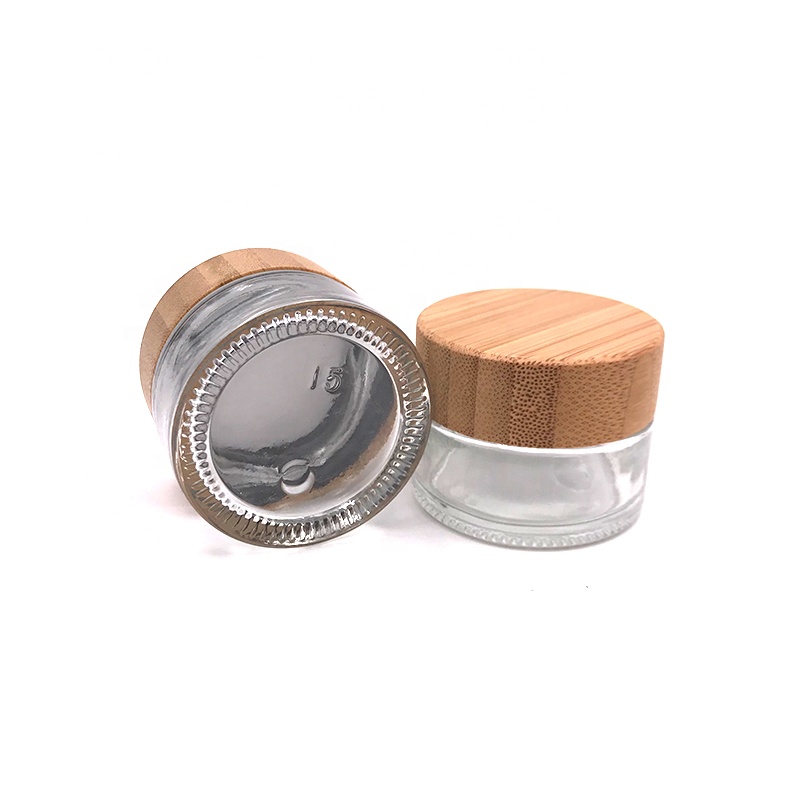 high quality 5g 15g 30g 50g 100g transparent cosmetic glass cream jar with bamboo lids