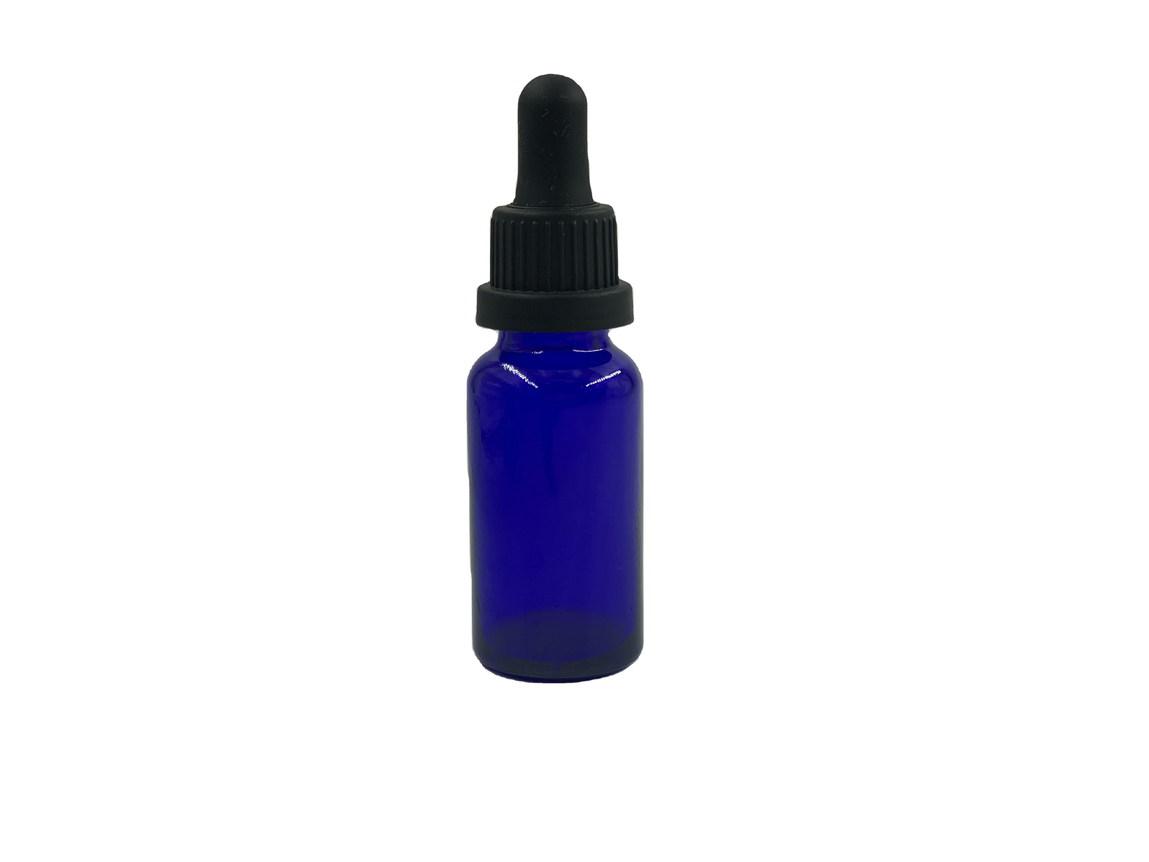 high quality 5ml 10ml 15ml 20ml 30ml 50ml 100ml round blue essential oil glass bottle with dropper cap