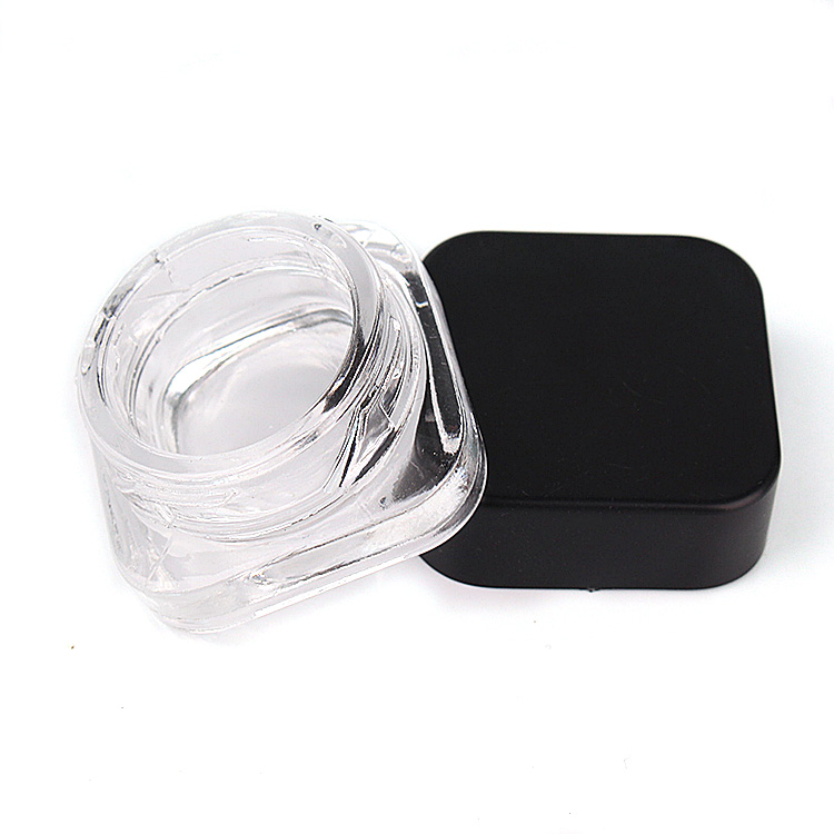 high quality 5ml square eye cream glass jar with black plastic lid