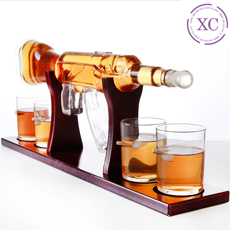 high quality 750ml AK-47 gun shaped glass wine bottle
