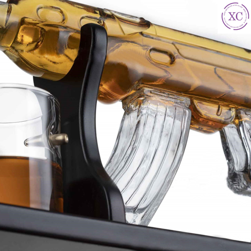 high quality 750ml AK-47 gun shaped glass wine bottle
