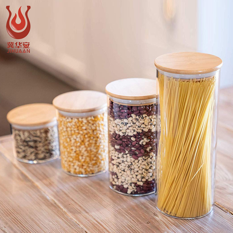 high quality Sealed glass jar with lid storage bottle of grain milk powder