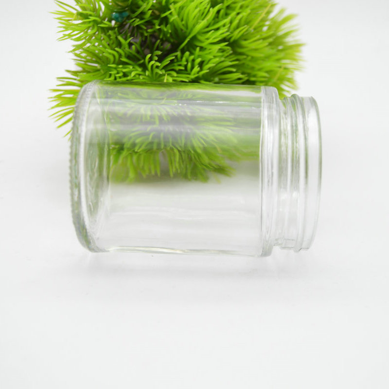 high quality and low price transparent round glass candle jar with aluminium lid